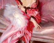 Portrait Of Madame Juillard In Red - 乔瓦尼·波尔蒂尼